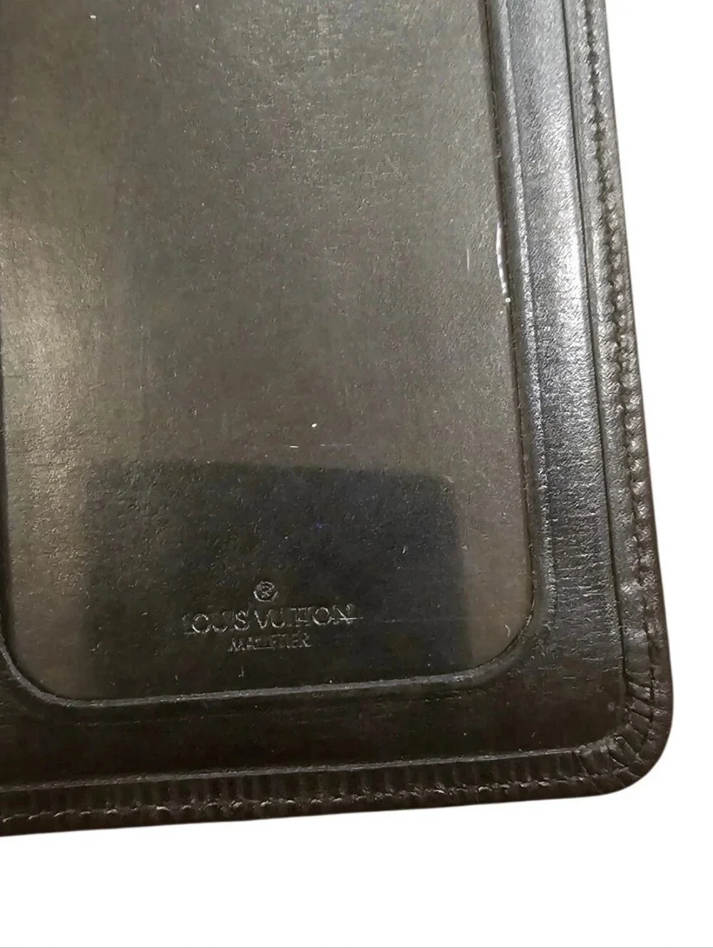 Vintage Louis Vuitton Epi Bi Fold Black Leather ID Card Holder Malletier EUC